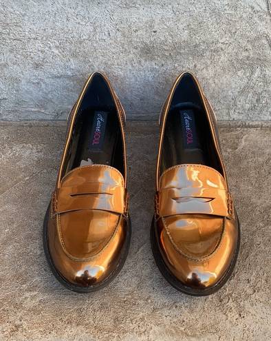 Heart soul Metallic Patent Bronze Slip On Loafers