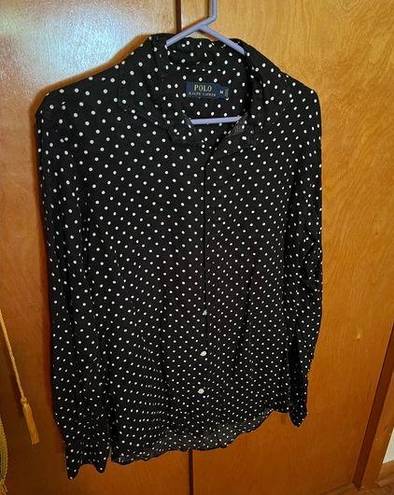 Polo  Ralph Lauren black polka dot long sleeve button down size medium