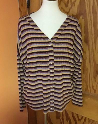 BKE  knit striped button up slouchy top