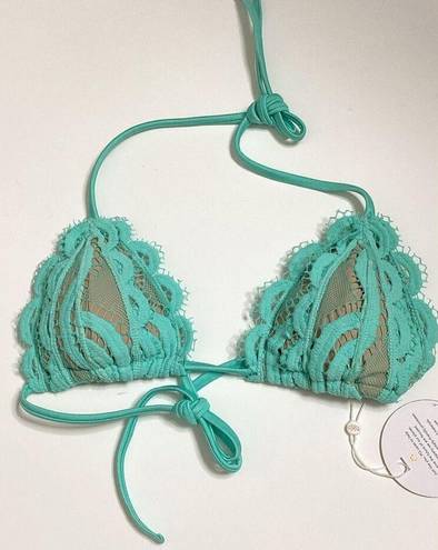 PilyQ New. PQ seafoam lace triangle bikini top. Small. Retails $89