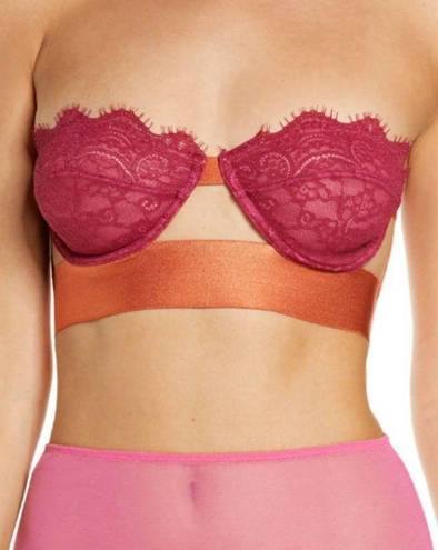 Anthropologie Dora Larsen  kiaran strapless underwire lace and satin bra - 34B