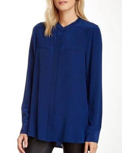 Vince  Women’s 100% Silk Blue Long Sleeve Blouse/Tunic W/ Front Pockets Size: 10