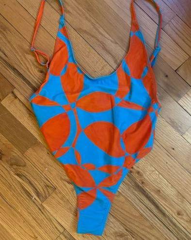 Fabletics  new blue and orange cheeky bathing suit size large