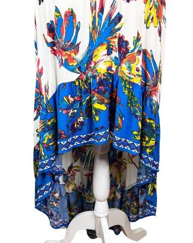 Flying Tomato  Dress XS Off Shoulder Hi-Lo Blue White Floral