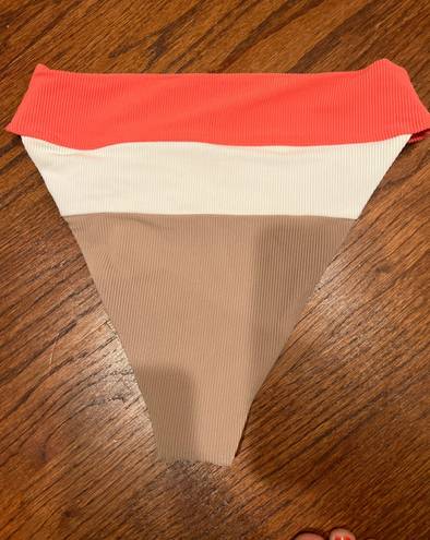 Beach Riot Alexis Bikini Bottom in Coral Colorblocked