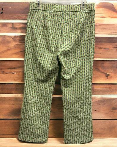 ZARA  High Waisted Green Purple Triangle Floral Pattern Cropped Pants Women’s L