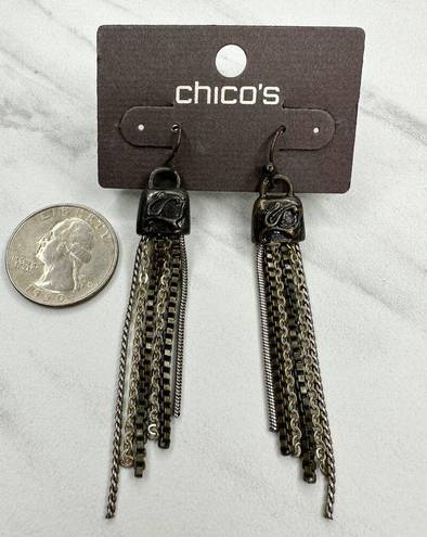 Chico's  Sum Dangle Silver and Gold Tone Earrings Pierced Pair