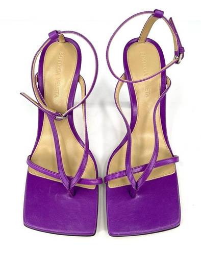 Bottega Veneta  Stretch Strappy Purple Leather Heel Sandals Size EU 35.5