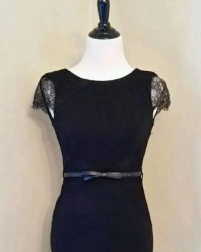 Krass&co NEW London Dress  ModCloth Black Lace Cap Sleeves Bow Belt Pinup Style Dress 4