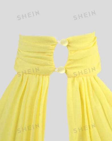 SheIn Haute neck tie pleated dress