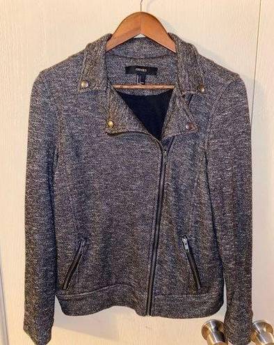 Forever 21  Moto Jacket in Black & White Marbled Knit - size large