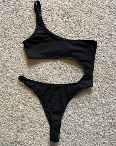 Matte Collection black ribbed one piece cut out bikini. Size XS