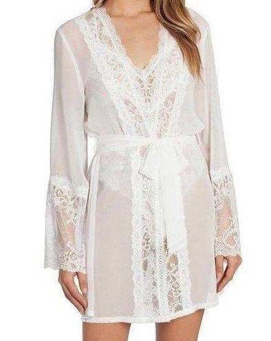 In Bloom NWT  By Jonquil White Lace Chiffon Robe Womens Small