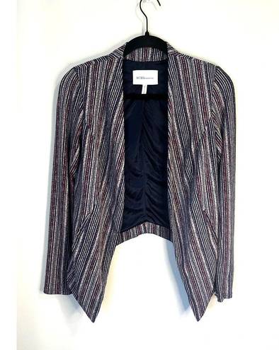 BCBGeneration  Stripe Open-Front Blazer Collarless Shoulder Pads sz. S