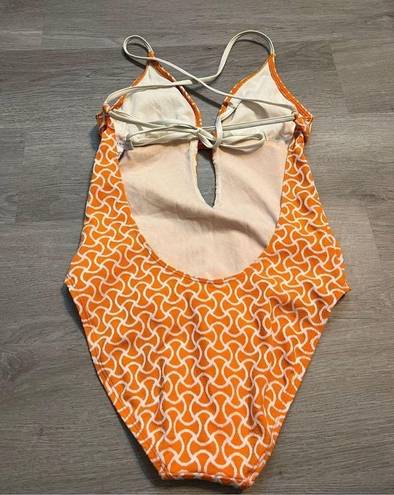 Trina Turk  Orange and White One Piece Swimsuit Size Small