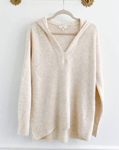 Lou & grey Cream Ribbed Tunic Sweater Hoodie