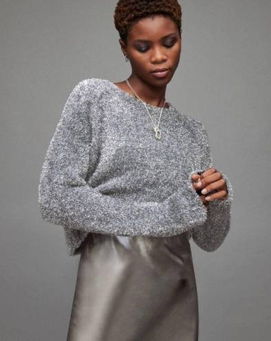 All Saints Rosetta Silver Tinsel Cropped Sweater