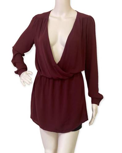 Cache Caché Maroon Casual Open Back Top