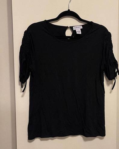 Carmen Marc Valvo Carmen  Black Draw String Sleeve Tee Size Large