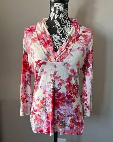 St. John  floral long sleeve blouse shirt soft comfy medium