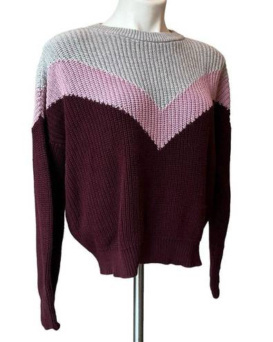 1. State  Chevron Colorblock Oversized Chunky Knit Sweater Sz S