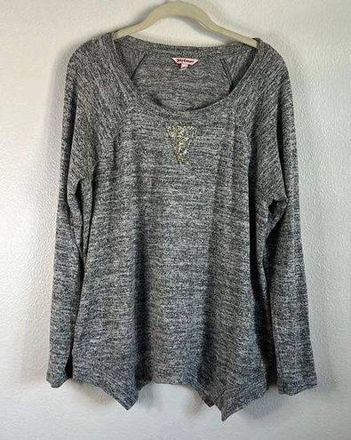 Juicy Couture EUC  Embellished Triangle Grey Sweater Sz L