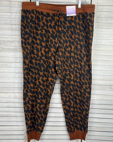 Stars Above  Fleece Jogger & Sweatshirt Loungewear Set Brown/Black Print-XXL