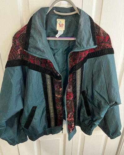 On Your Mark Athletic 80s windbreaker green shimmer jacket size Large