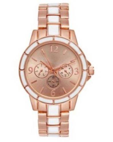 Charter Club NEW  2 Tone BRACELET WATCH Women Radiant 34mm Rose Gold White Boxed