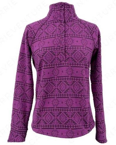 Eastern Mountain Sports EMS  Bright Purple Pullover Fleece Jacket Top Snap Neck S