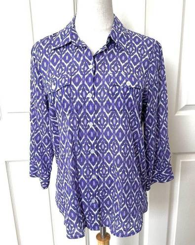 Chico's Chico’s purple geometric print button down shirt