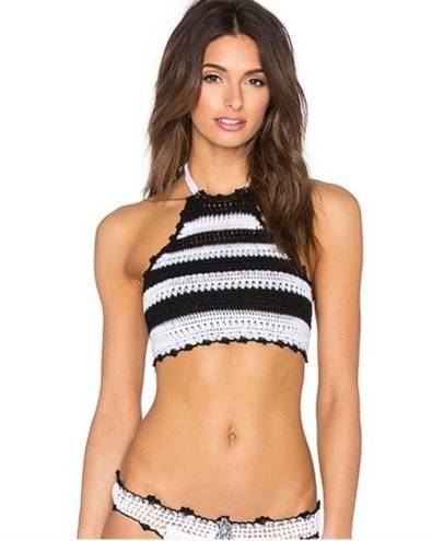 PilyQ  Stardust Crochet Stripe Halter Swim Top Revolve Small S NWT