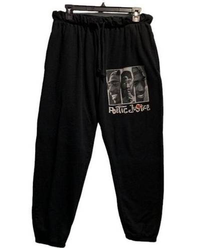 Justice Women's Poetic  Black Tupac Joggers Sweatpants Size Large GUC #7111