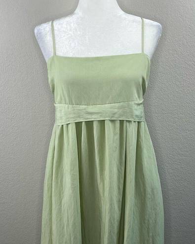 Vince  Sweet Grass Green Bow-Back Pleated Square Neck Midi Dress Medium NWT