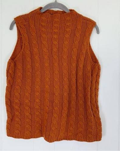 Karen Scott  Rust Orange Cable Knit Sleeveless Turtleneck Sweater Vest