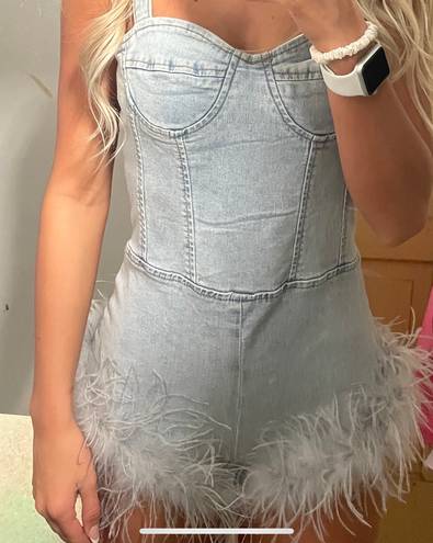 Edikted Fluffy Denim Romper