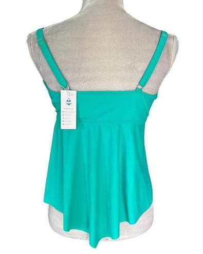 Beachsissi  Ruffle Hem Cross Front Tankini Teal XL New