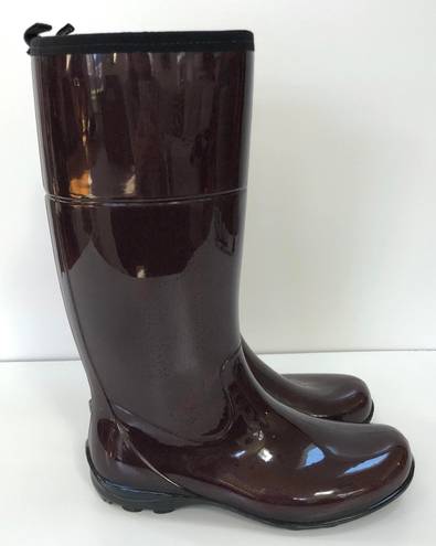Kamik Womens 10 Ellie Rubber Wellington Rain Boots - Tall, Chocolate, Waterproof, Pull On