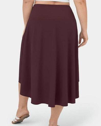 Halara High Waisted Ruffle High Low Flowy Plus Size Skirt in Deep Crimson NWT