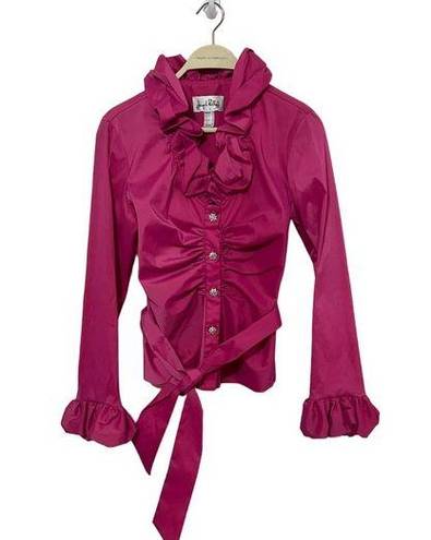 Joseph Ribkoff  Fuschia Hot Pink Ruffle Blouse Size 8