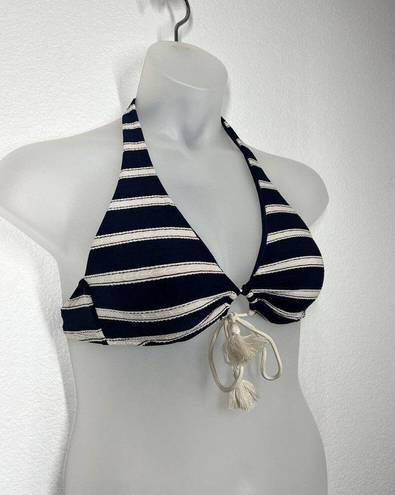 Robin Piccone  Abi Stripe Indigo Halter Bikini Top