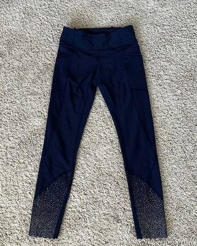 Lululemon Navy Blue  with fun designs on the ankles size 0