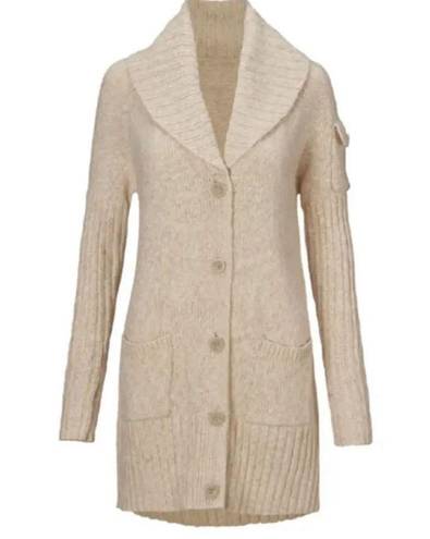 CAbi  Wheat (Beige) Button Front Long Steady Knit Cardigan Large