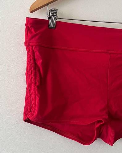 Athleta Red Scrunch Sand Print Swim Shorts Size Large