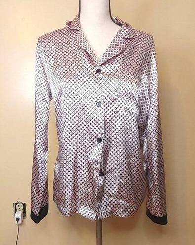 Linea Donatella  Pink Black Size Small S Soft Smooth Pajama Long Sleeve Shirt