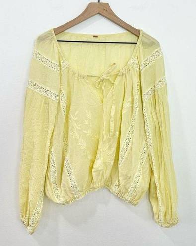 Free People  Maria Maria Lace Blouse In Lemon Gela