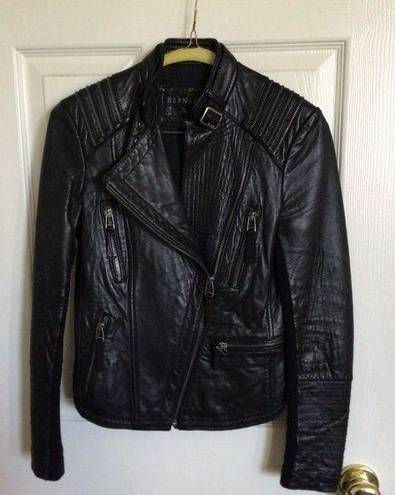 Bernardo  Lambskin Leather Jacket Black Petite XSP
