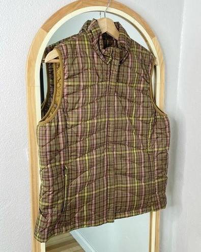 Lands'End brown purple green plaid zip up puffer vest Size M - $12