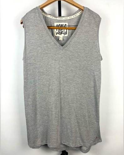 Peace Love World  Gray Mia V-Neck Sleeveless 100% Modal Tank Top