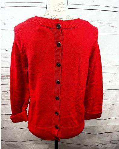 Lands'End  Canvas small red pullover sweater with buttons in back (1799)